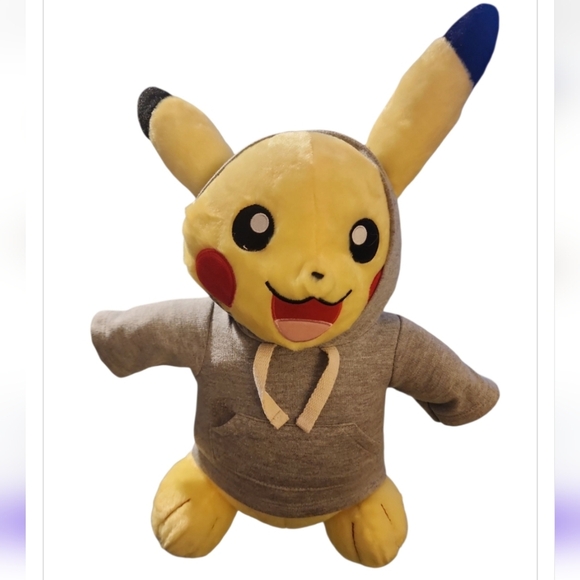 Pokemon Pikachu Build a Bear Workshop Plush 18" & Offical BAB Hoodie Stuffed Toy - Picture 1 of 8